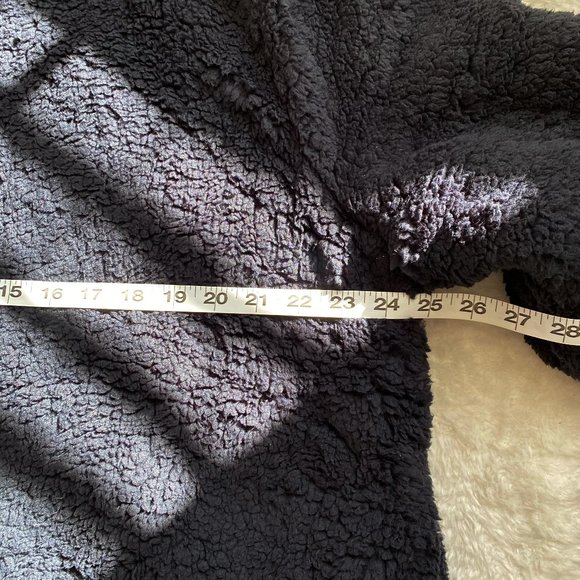 Hooded Reversible Soft Sherpa Teddy Bear Sweater Coat, Black / Brown, Size 2X - Picture 5 of 8